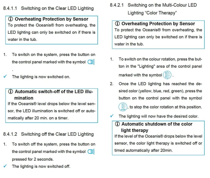 Oceanis Under Water LED Light Control Instructions